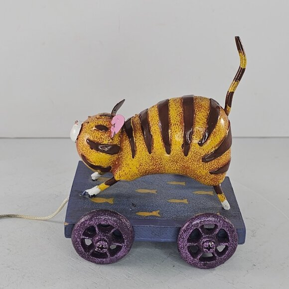 Ganz Metal Kitty Cat Pull Toy Folk Art Inspired Figure - Picture 2 of 8